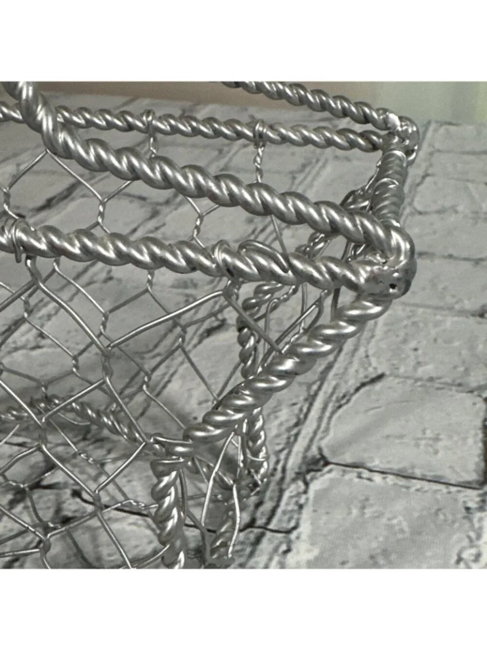 Silver Star-Shaped Wire Metal Decorative Basket Freestanding 6” X 6” X 2.5”